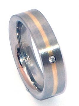 Ocelový prsten se zlatem Zero Collection