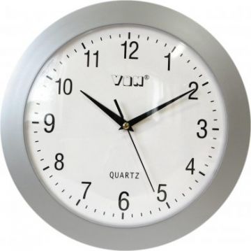 Plastové nástěnné hodiny stříbrné (HDL035S)