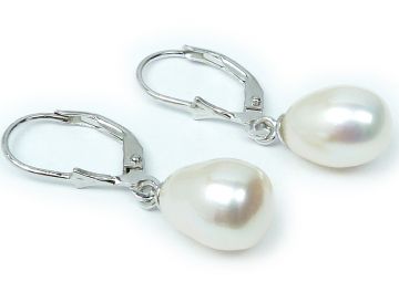 Stříbrné náušnice E1855W s perlou