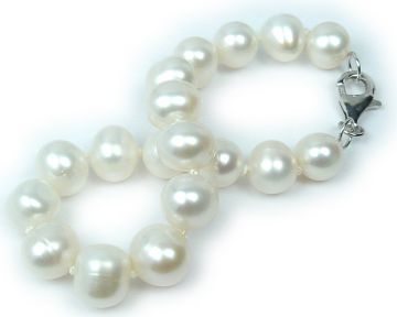 Náramek z bílých sladkovodních perel 8,5-9 mm
