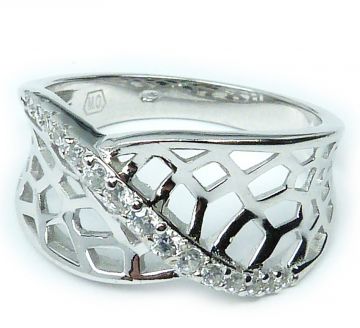 Stříbrný prsten se zirkony 962/1 velikost 56