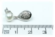 Stříbrné náušnice s perlou a zirkony 435000016