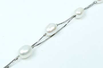Stříbrný náramek 29-2227 s perlami