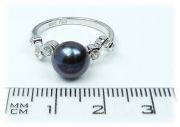 Stříbrný prsten 29-2146 s černou perlou Velikost 54
