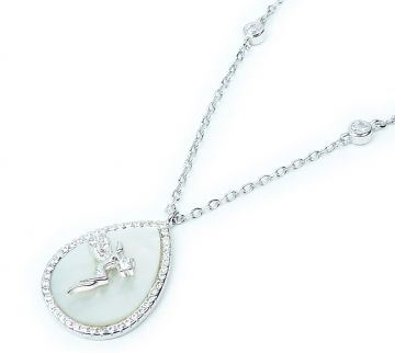 Stříbrný náhrdelník s perletí a zirkony 894 42-45cm