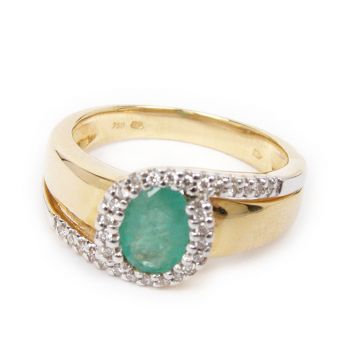Zlatý prsten s brilianty a smaragdy