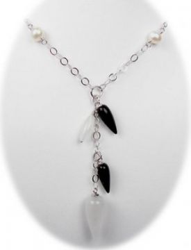 Stříbrný náhrdelník s onyxy 45 cm
