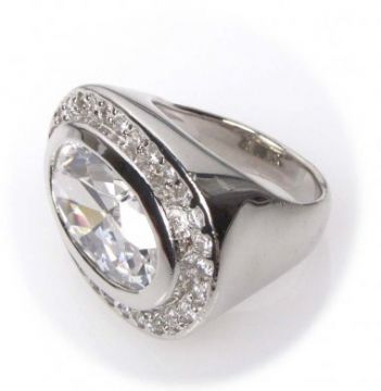 Stříbrný prsten s bílými zirkony velikost 56