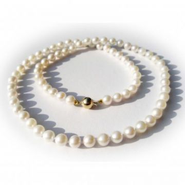 Bílé mořské perly Akoya 5-5,5 mm se zlatým uzávěrem 44 cm