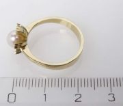 Zlatý prsten s brilianty a perlou velikost 54