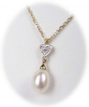 Zlatý náhrdelník s briliantem a perlou