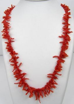Náhrdelník z pravého mořského korálu - červené větvičky 55 cm
