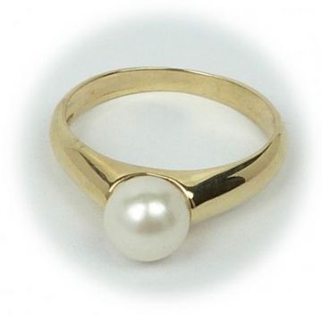 Zlatý prsten s pravou perlou velikost 51