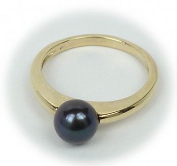 Zlatý prsten s pravou perlou velikost 56
