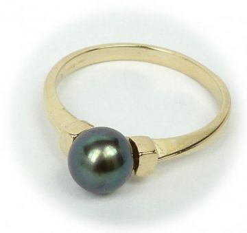 Zlatý prsten s pravou perlou velikost 52