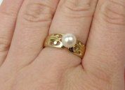 Zlatý prsten s pravou perlou velikost 54