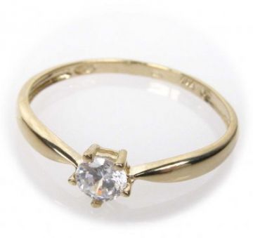Zlatý prsten s bílým zirkonem