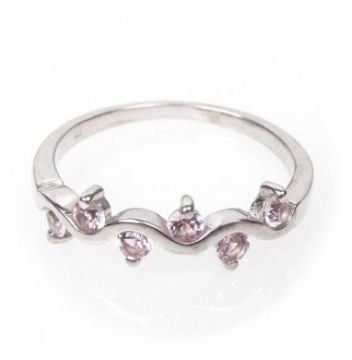 Stříbrný prsten s růžovými zirkony velikost 54
