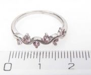 Stříbrný prsten s růžovými zirkony velikost 54