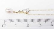 Zlatý náhrdelník s perlou a zirkony 42 cm