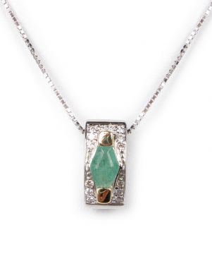 Zlatý náhrdelník s brilianty a smaragdem