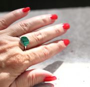 Stříbrný prsten s malachitem  Vel 56