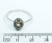 Prsten z bílého zlata s kouřovým topazem a zirkony velikost 58